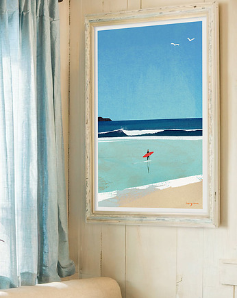 Plakat surferski - Poranny surfing, minimalmill