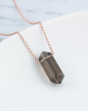 Naszyjnik z kwarcem dymnym, biżuteria z kamieniem, prezent dla siostry, srebro, By Sendi