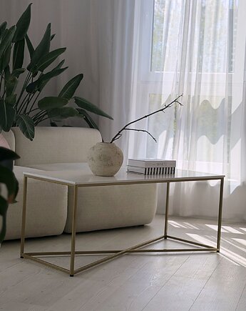 ZOJA - Stolik kawowy z kamiennym blatem , Papierówka Simple form of furniture