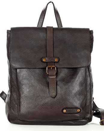 MARCO MAZZINI Miejski plecak skórzany w stylu old look handmade leather ciemn, Marco Mazzini