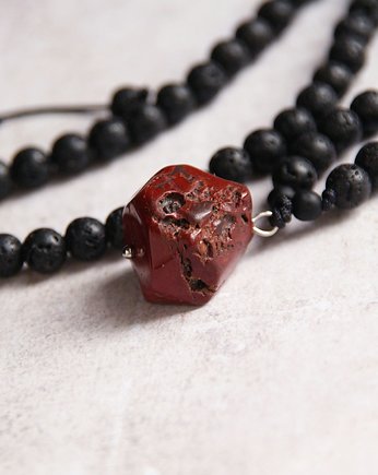 UNIKAT: mokait, lawa - naszyjnik MĘSKI, kaktusia