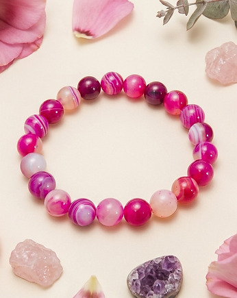 Bransoletka agat w kolorze fuksji  św. Hildegarda  ELOKWENCJA, Yamira Art Studio