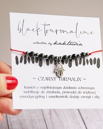 OCHRONNA bransoletka - czarny turmalin, hamsa, kaktusia