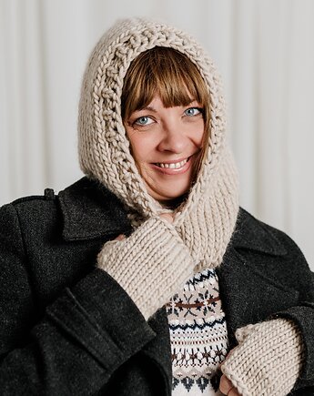 Balaclava wełniana czapka kominiarka z wełny peruwiańskiej WOOLY, sploteka