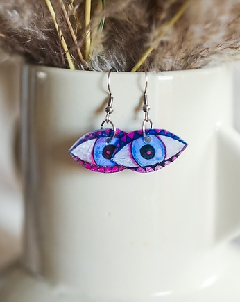 Kolczyki srebrne patrzałki w kształcie oczu, Pintura