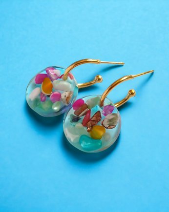 UNIKATOWE kolczyki z żywicy SUMMER BEACH : małe, kaktusia