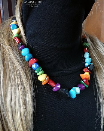 Boho style naszyjnik bajecznie kolorowy Uroczy prezent  handmade, Galeria Limart