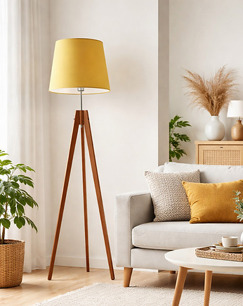 Elegancka lampa podłogowa z drewna na 3 nogach ARUBA, LYSNE