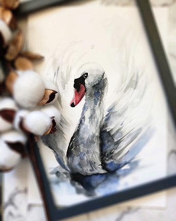 Akwarela łabędź, Wiktoria Borys Art
