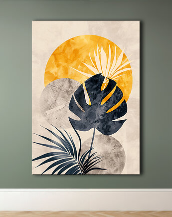 Monstera - Obraz na płótnie - Druk Blejtrama - Chiński Orient, Zen #62, Black Sapphire Art
