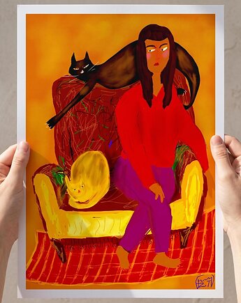 Plakat Woman with Cats, Carmela