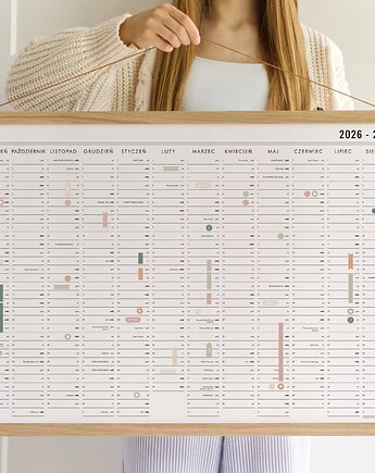 Planer szkolny 2026/2027 ścienny z naklejkami - Święta, Niedz. Handl 70x100, Follygraph
