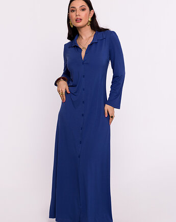 Sukienka wiskozowa zapinana na guziki - niebieska(B-285), Be
