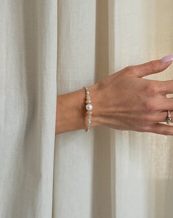 Bransoletka z Perłą i Kamieniami Słonecznymi, w hand works