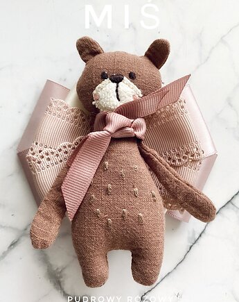 Artystyczna Brosza z niesamowitym Misiem! Pop Art  MIŚ, Pudrowy Różowy