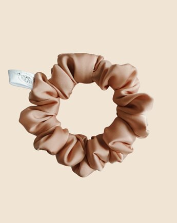 Satynowa gumka satynowa scrunchie owijka frotka złoty beż MINI, Capillum