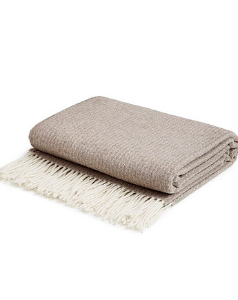 Koc z wełny merino z domieszką kaszmiru brązowy, White pocket