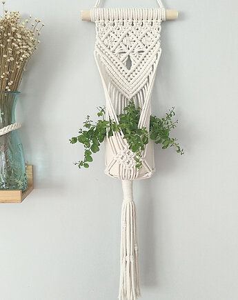 Kwietnik na ścianę- makrama "ROMA" kolor naturalny, Boho dekoracja, ACTP