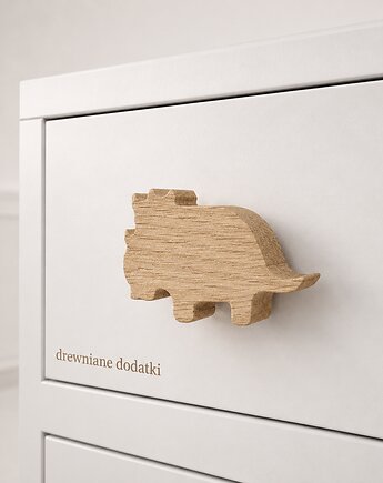 Drewniane gałki do mebli, dinozaury triceratops, Drewniane dodatki
