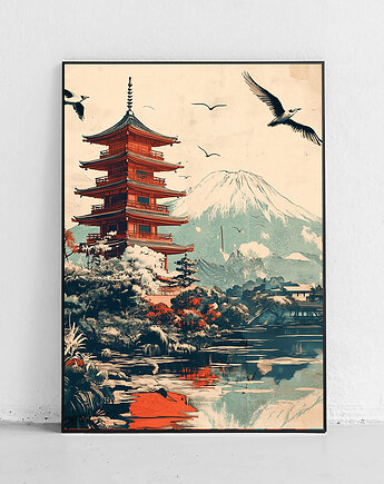 Plakat Pagoda i Fuji Japonia, Harvest Maison