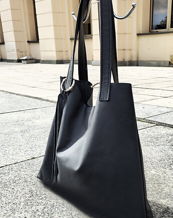 Czarna torebka ze skóry, modeMania