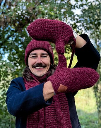 Męskie rękawiczki MERINO Bordo, Brain Inside