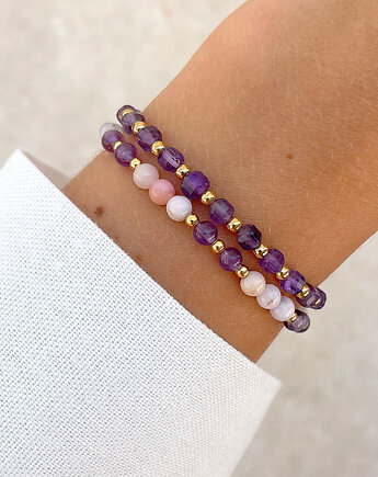 Bransoletki na gumce - opal, ametyst z hematytem, Bring Biżuteria