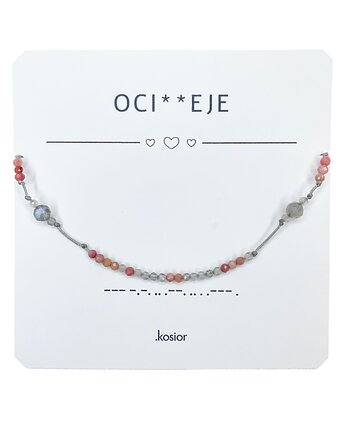 Bransoletka z Alfabetem Morse, Labradoryt, Rodonit, Rodochrozyt, karolina kosior