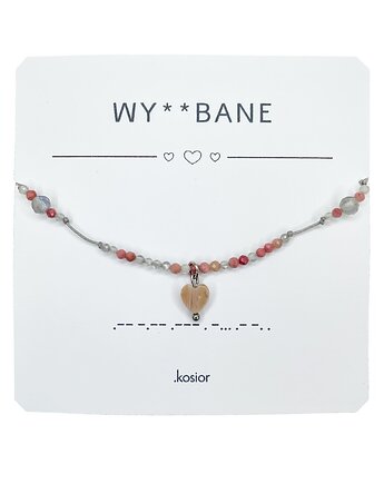 Bransoletka z Alfabetem Morse Rodonit i Labradoryt, karolina kosior