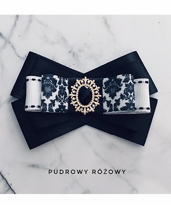 Czarno - Biała Brosza  Glamour, Pudrowy Różowy