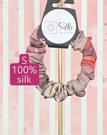 S wąska gumka jedwabna do włosów jedwab naturalny scrunchie pastelowa, Silki