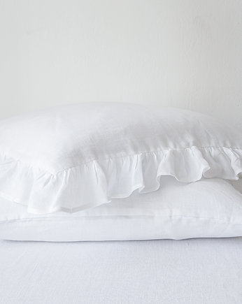 Lniana Poszewka Z Falbanką PURE WHITE, so linen!