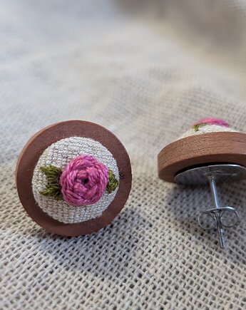 Ręcznie haftowane kolczyki "Różowe róże", ReinerArt