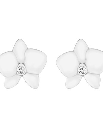 Srebrne kolczyki kwiatki orchidea, SOTHO