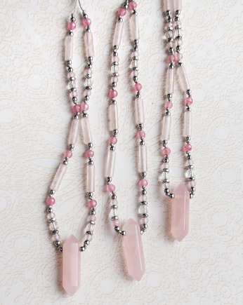 Naszyjnik - amulet MIŁOŚĆ kwarc różowy, kaktusia