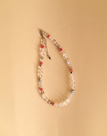 Rock Crystal and Colorful Gem Bead Necklace, Junavisions