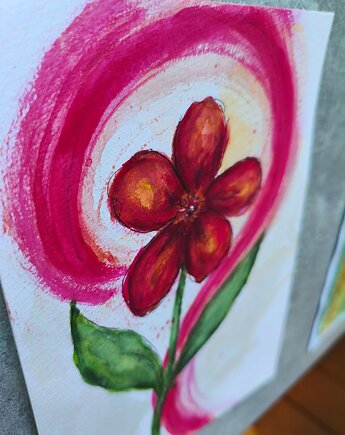 Barwinek z serii Kwiaty akwarela A5 obraz natura łąka kolekcja, kkjustpaint Karolina Kamińska