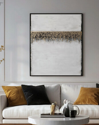 ZŁOTA GRANICA Abstrakcyjny obraz ręcznie malowany ze złotem, 100 x 70 cm, Anna Jatczak Art