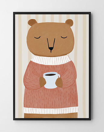 Misio loves coffee - plakat dla dzieci pokój dziecka, HOG STUDIO