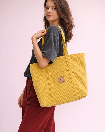 Duża sztruksowa torba miejska Żółta, sabi tatka