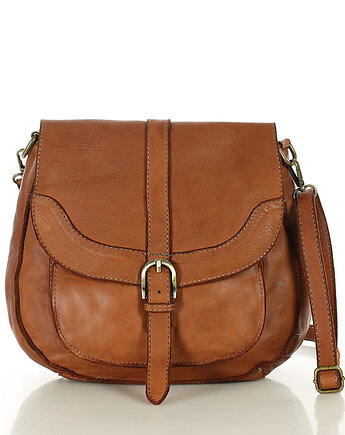 Torebka vintage retro skórzana listonoszka saddle bag -camelowa, Marco Mazzini
