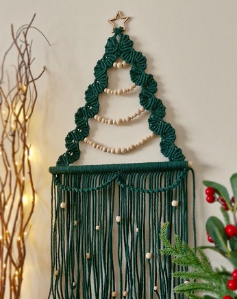 Choinka makrama, delikatna dekoracja świąteczna - butelkowa, Damariz