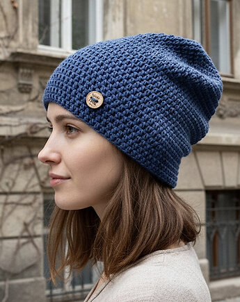 Czapka przejściowa cienka beanie smerf bawełna S/M blue, splotomaniaa