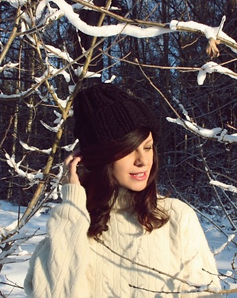 Czarna czapka  chunky beanie  z wełną, Mademoiselle Patrini