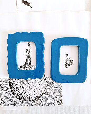 Ramki ceramiczna niebieskie dekoracja ścienna, Wooden Love