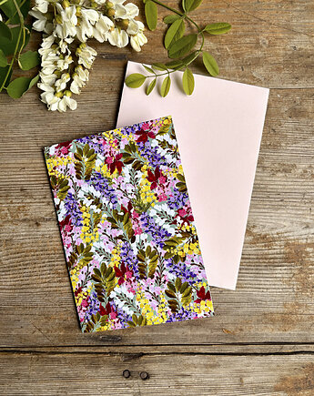 Akacje i Mimozy- Kartka- Grafika- Ilustracja- Natura- Kwiaty, BOSKE