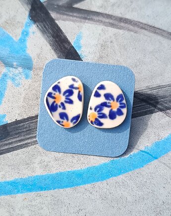 Kolczyki ceramiczne Bolesławiec, biżuteria z talerzy