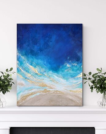 Granatowy obraz abstrakcyjny - obraz ze złotem Maldives IX 40x50 cm, AnnSayuri ART