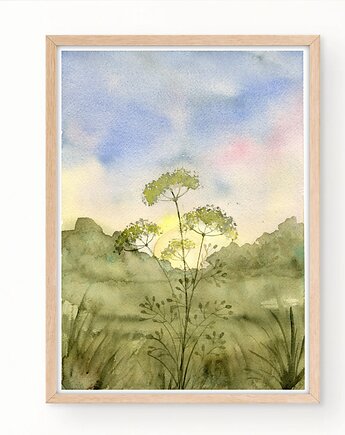 Oryginalna akwarela.  Zachód słońca  A4, Malgorzata Domanska