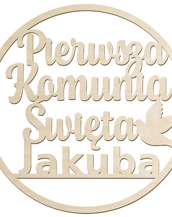 Obręcz Napis  Komunia Święta z  IMIENIEM na ściankę 70cm Ozdoby na komunie, smxdsgn